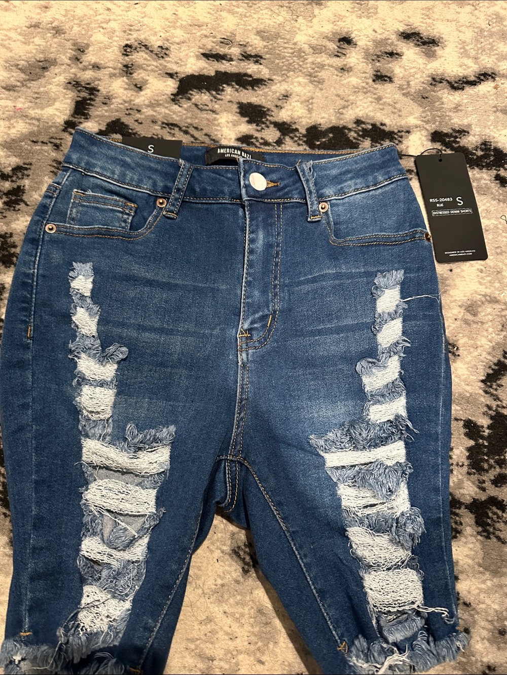 American Bazi Blue Distressed Jean shorts